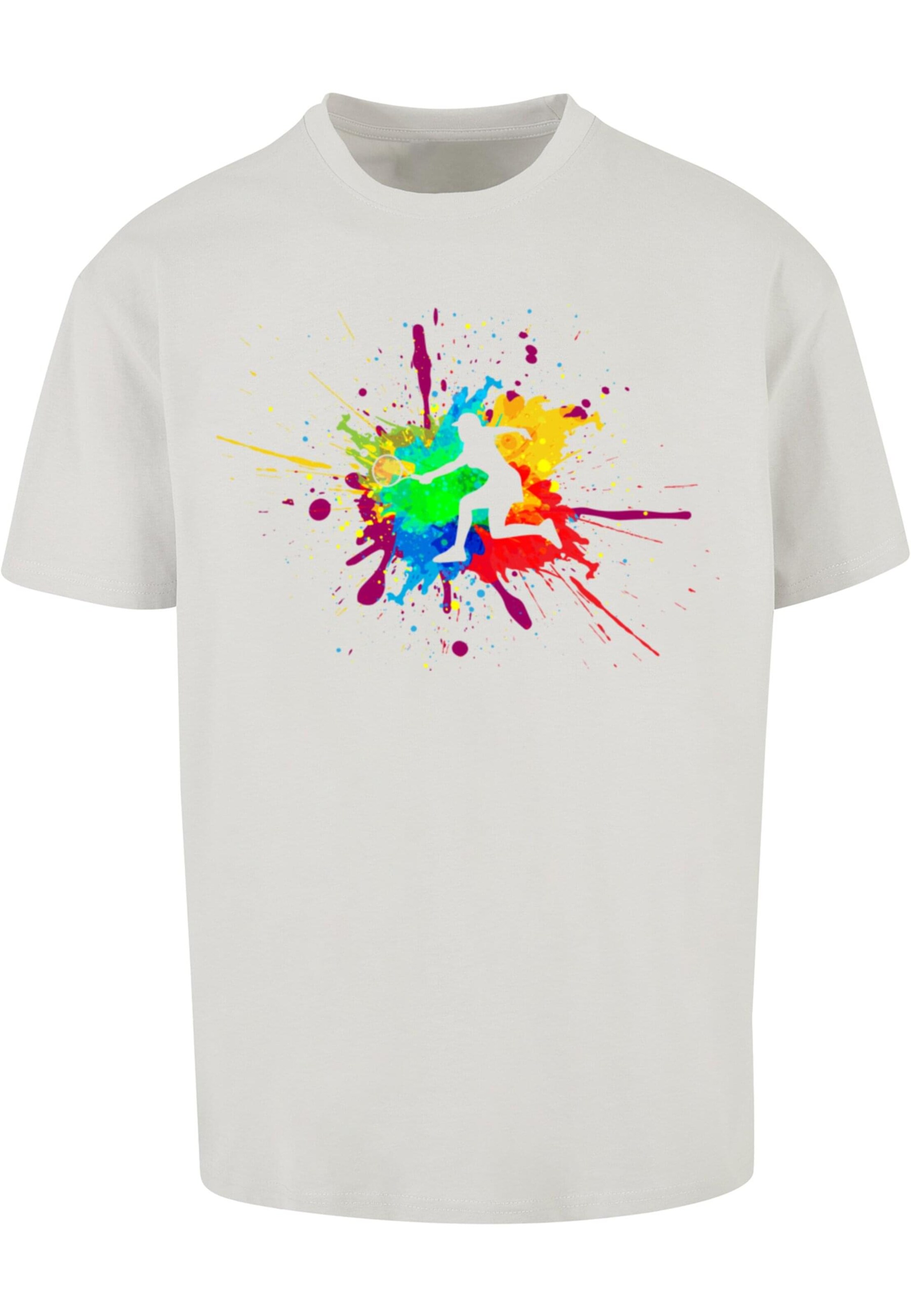 Merchcode Shirt 'Color Splash Player' in Grau: Vorderseite