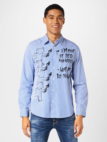 mėlyna GUESS Standartinis modelis Marškiniai 'Mason': priekis