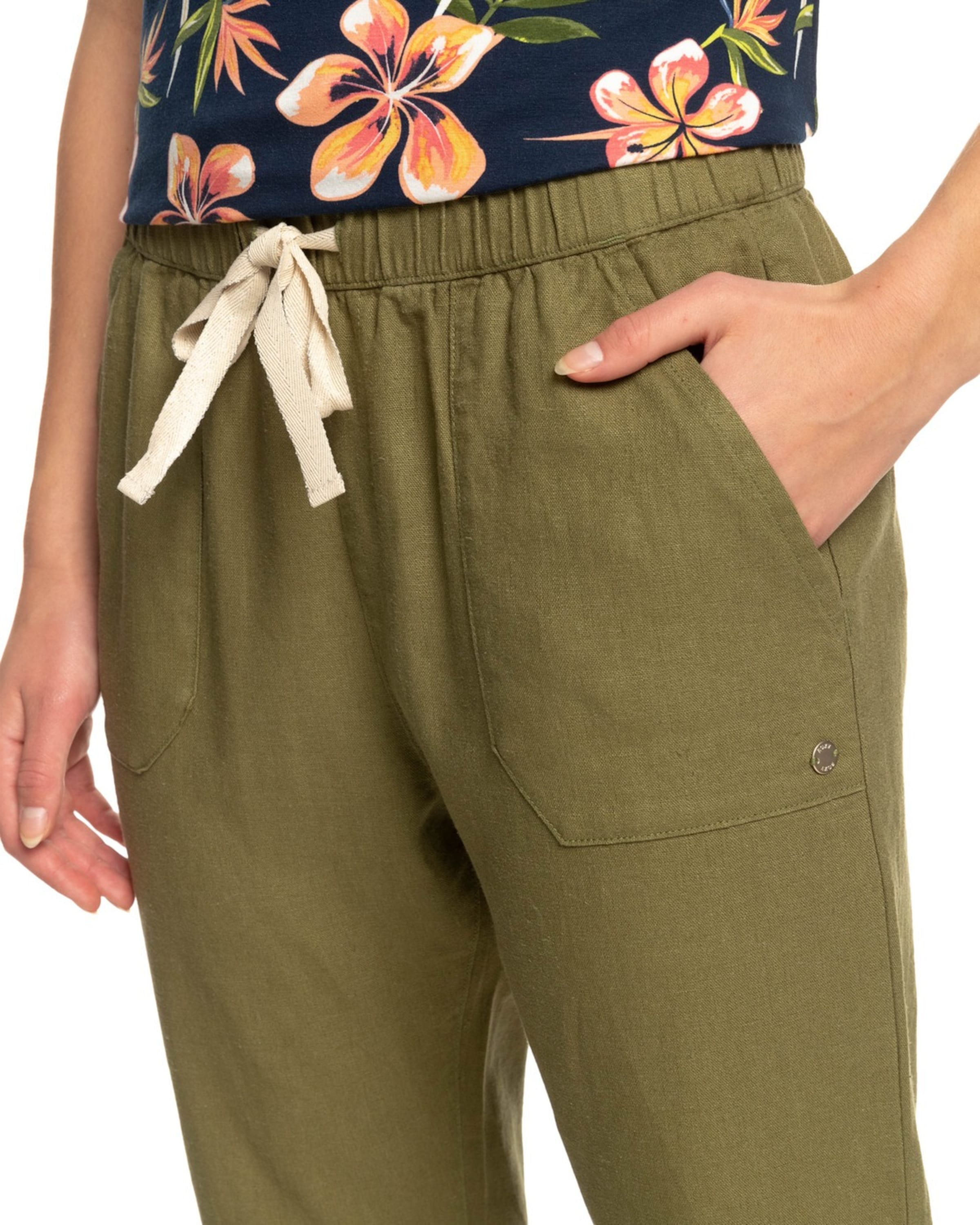ROXY Regular Pants 'On The Seashore' in Green