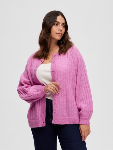 SELECTED FEMME Strikkejakke 'Mola' i rosa: forside