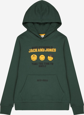 Jack & Jones Junior Mikina 'JORSMILEYWORLD SWEAT HOOD JNR' – zelená: přední strana