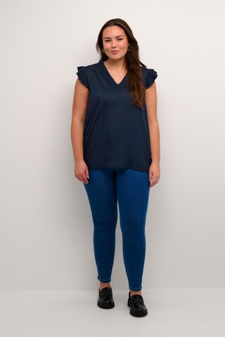 KAFFE CURVE Bluse 'Dahlie' in Blau