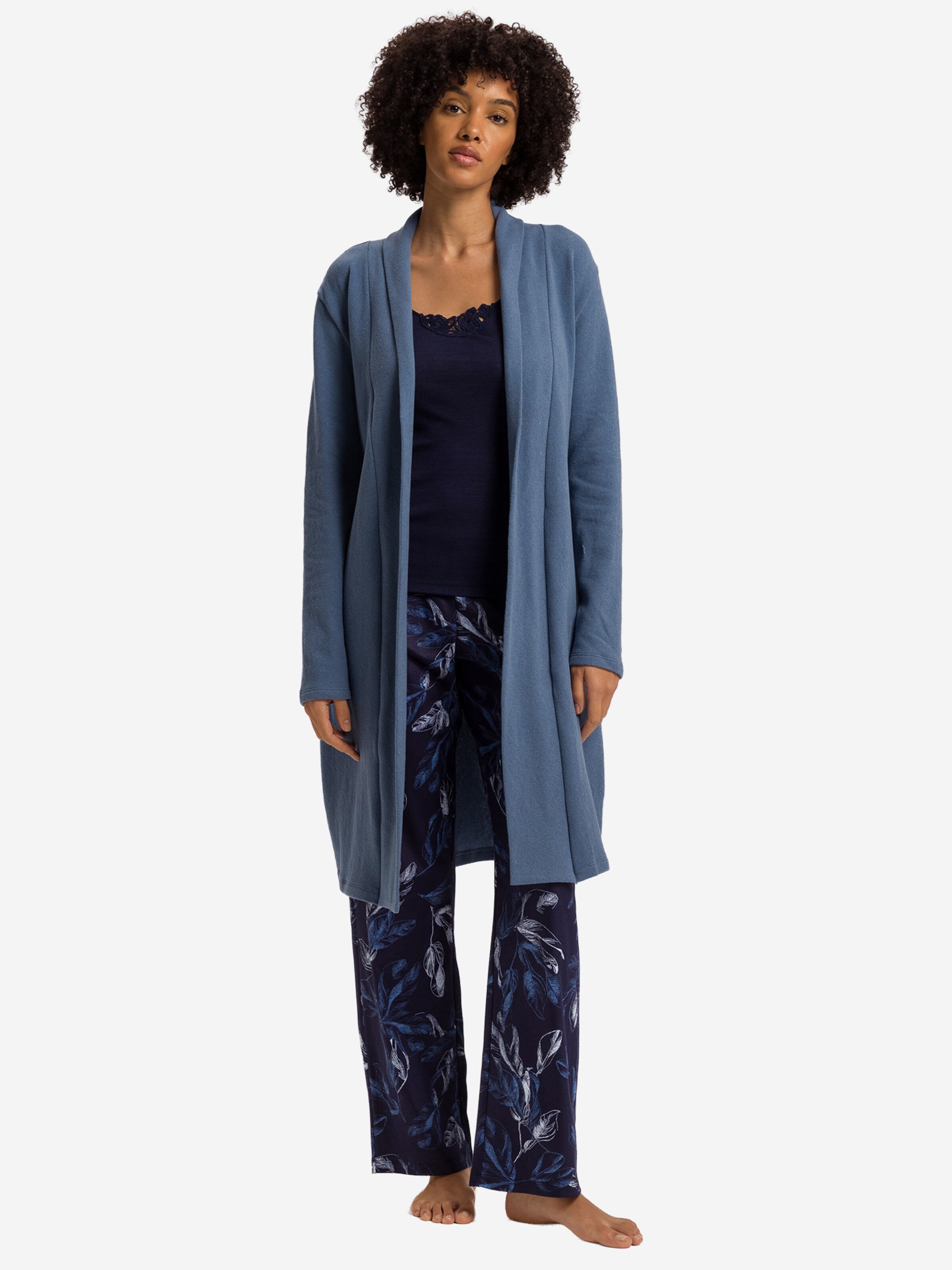 Hanro Badjas kort ' Easy Wear ' in Blauw