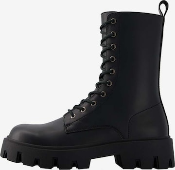 Bershka Lace-Up Boots in Black