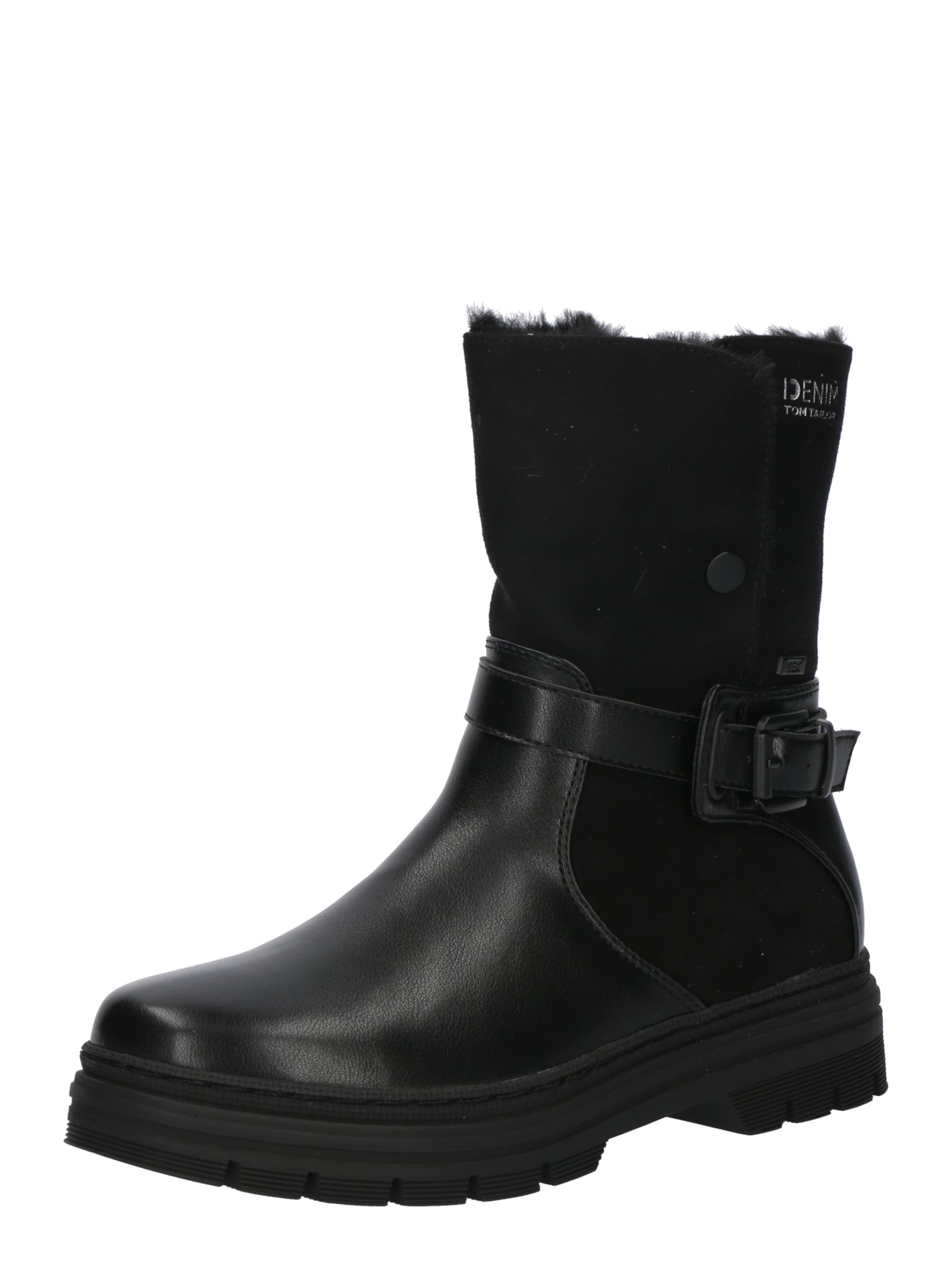 TOM TAILOR Enkellaarsjes in Zwart: voorkant