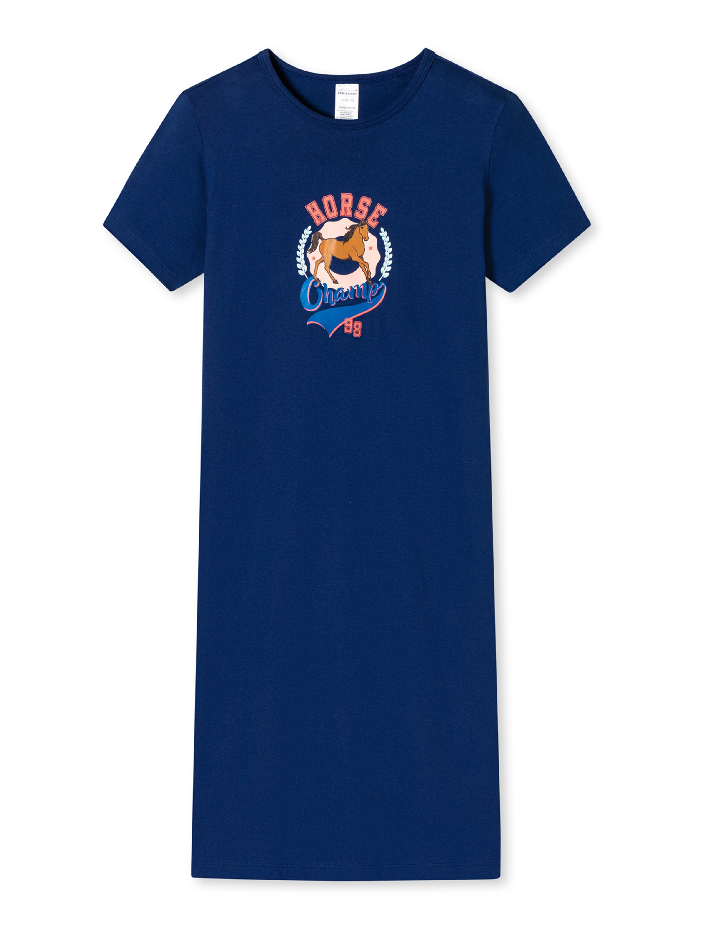 SCHIESSER Nightgown ' Horse World ' in Blue: front