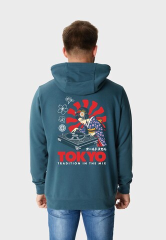 Oldskull Sweatjacke 'Asian Neon DJane Logo Graphic' in Blau