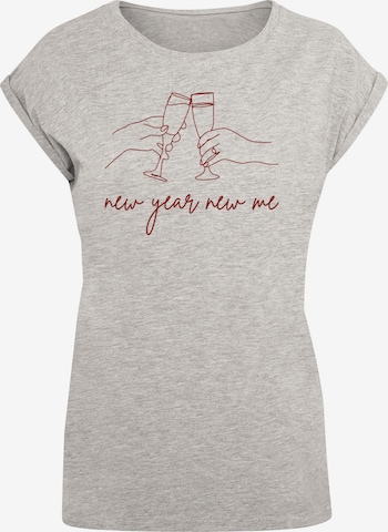 F4NT4STIC Shirt 'Silvester Party new year new me' in Grijs: voorkant