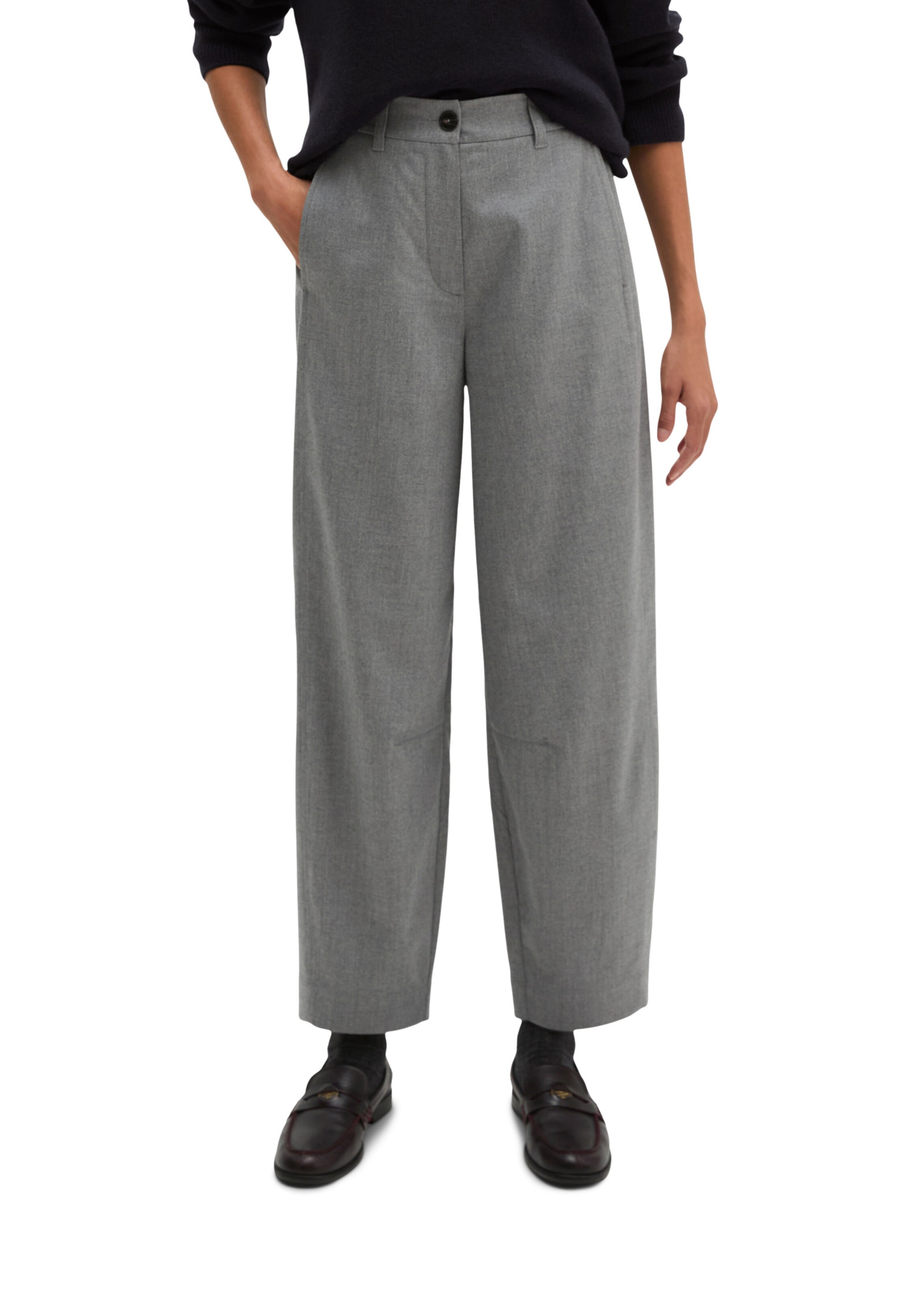 Marc O'Polo Barrel Hose 'Minu' in Grau: Vorderseite