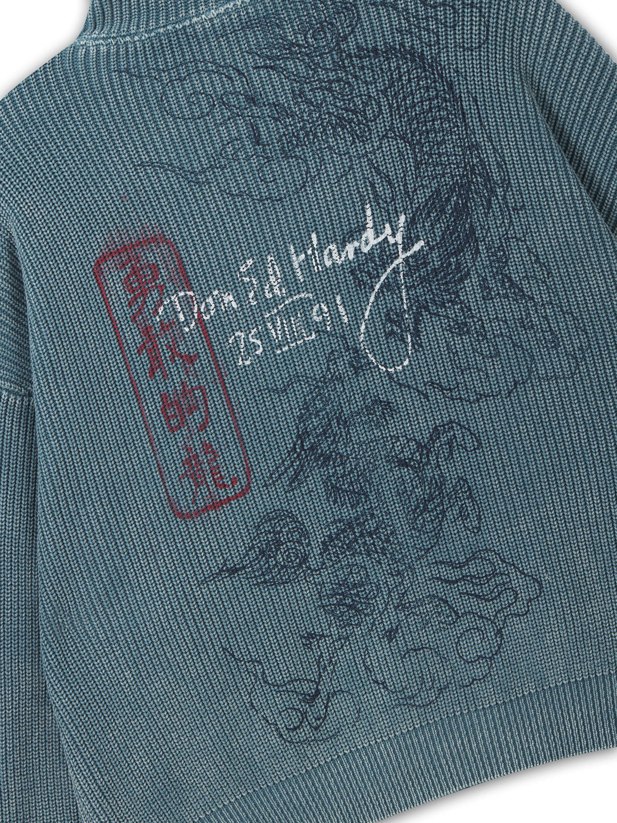 Ed Hardy Neuletakki 'Soaring Dragon' värissä sininen