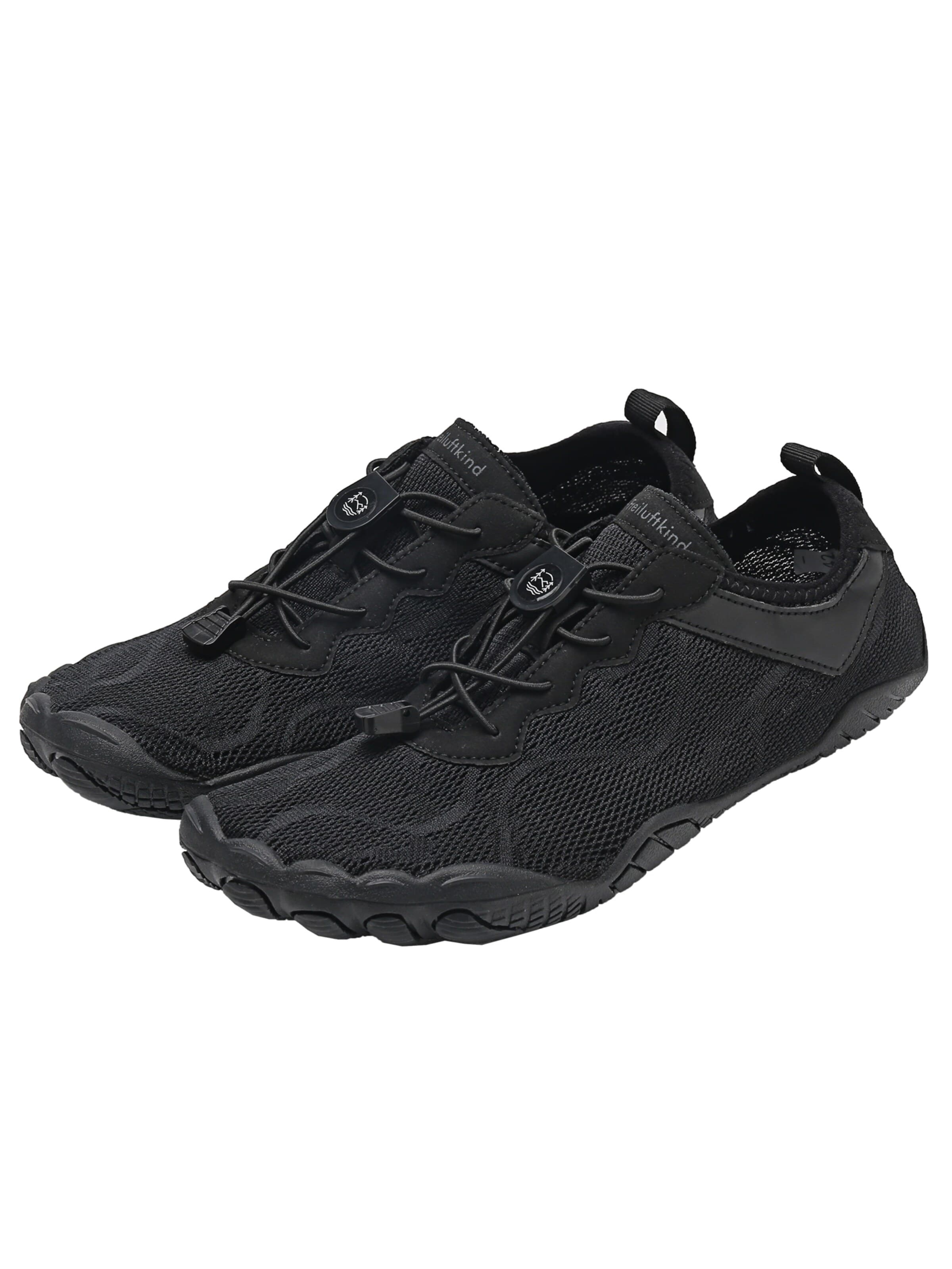 Freiluftkind Sportlicher Schnürschuh 'Freiluftkind® – Kokoda rutschfeste Barfußschuhe für dein Abenteuer'‌‌‌‌‌ in Schwarz: Vorderseite
