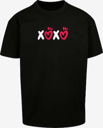 Merchcode Shirt 'Valentines Day - XOXO' in Zwart: voorkant