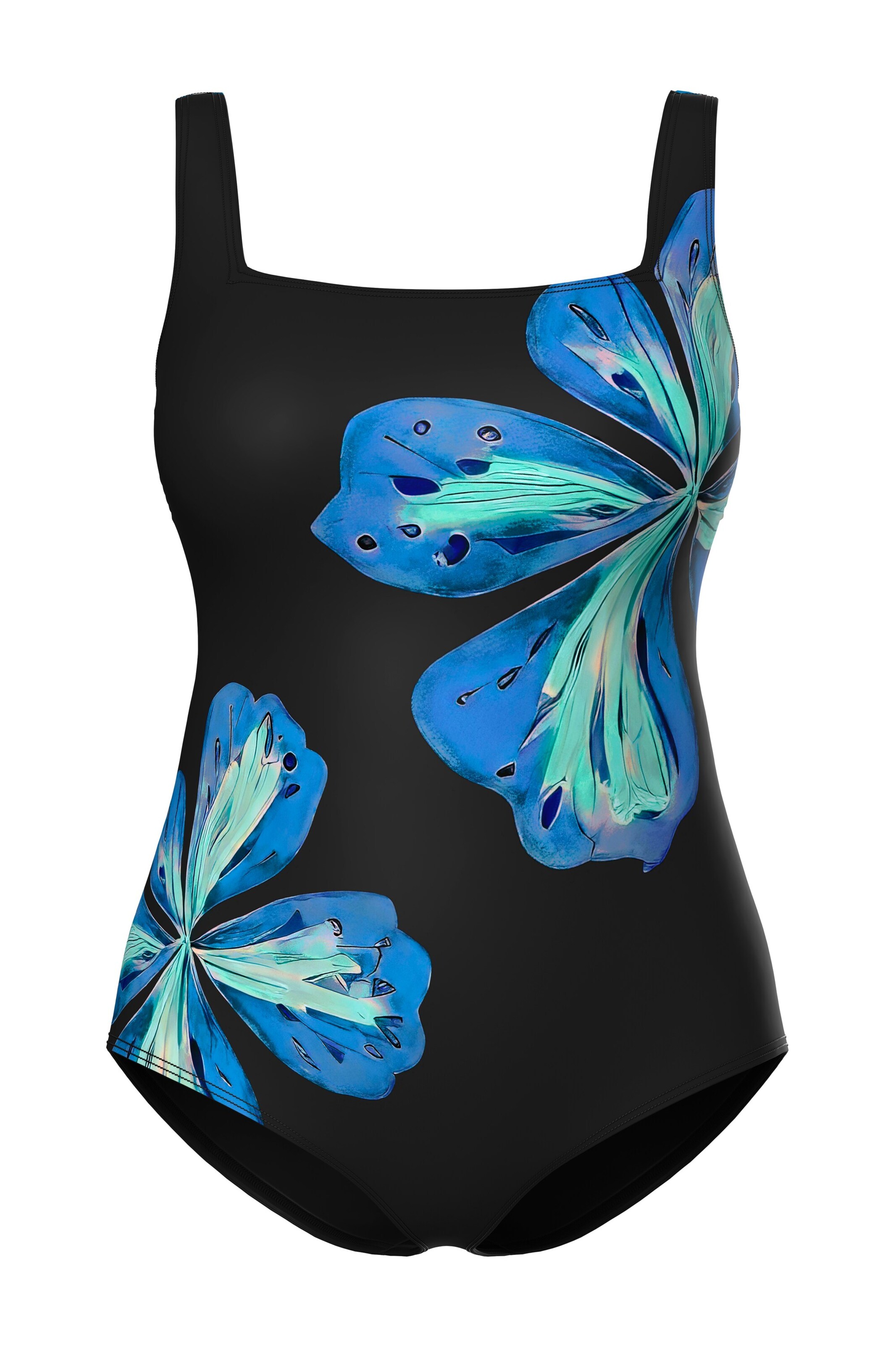 Ulla Popken Bustier Badeanzug in Schwarz: Vorderseite