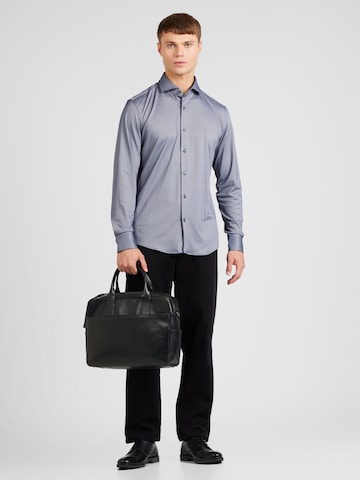 BOSS Black - Slim Fit Camisa clássica 'Hank' em azul