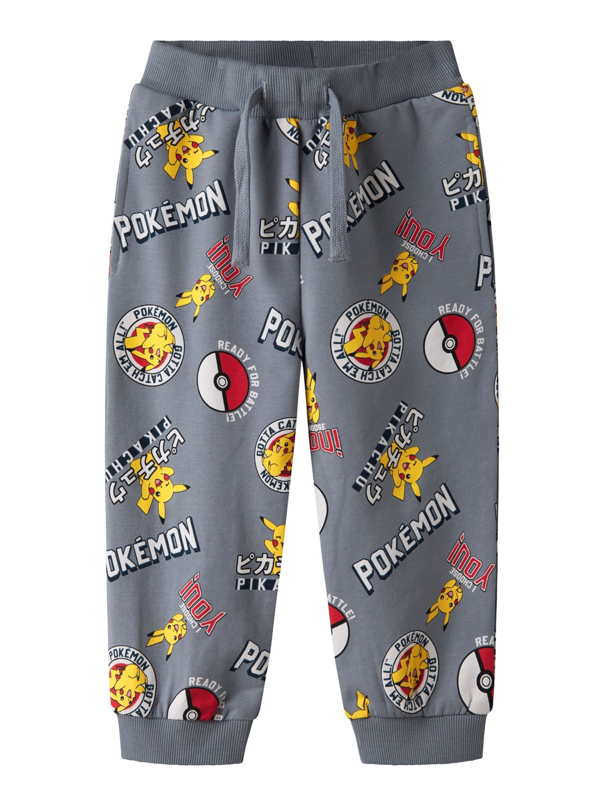 Tapered Pantaloni 'Pokémon' di NAME IT in grigio: frontale