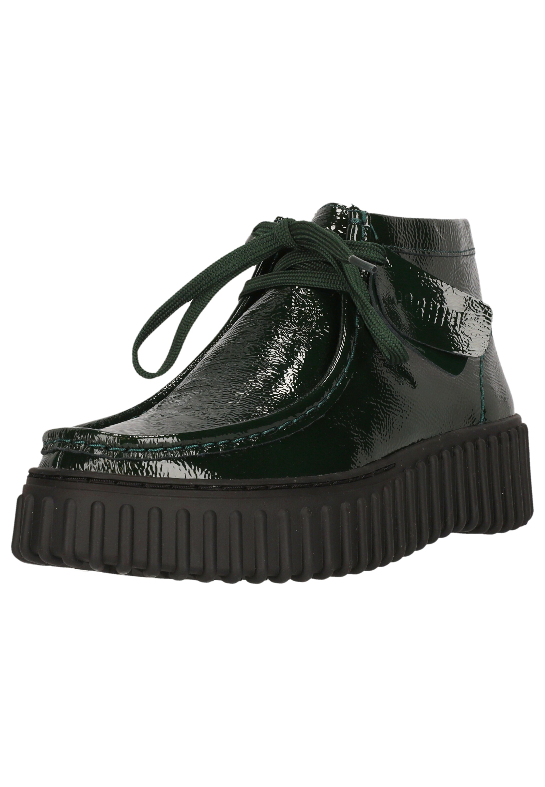 CLARKS Schnürstiefelette 'Torhill Moss' in Grün: Vorderseite