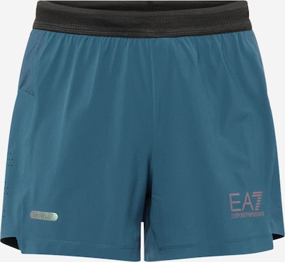 Pantaloni sport EA7 Emporio Armani pe gri argintiu / verde petrol / negru, Vizualizare produs