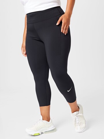 NIKE Skinny Workout Pants in Black: front