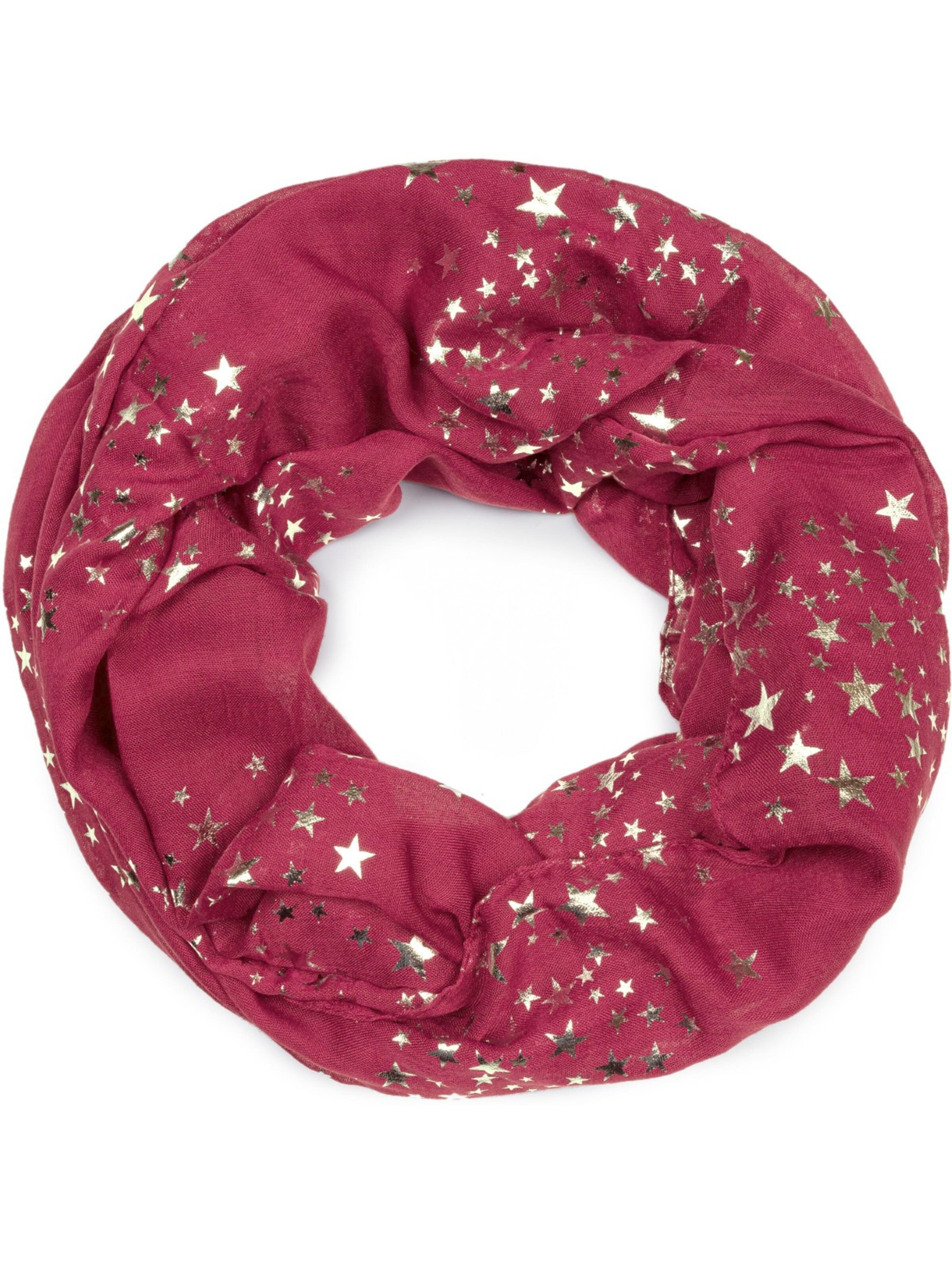 styleBREAKER Loop scarf 'Loop Schal mit Metallic Sterne Print' in Pink: front