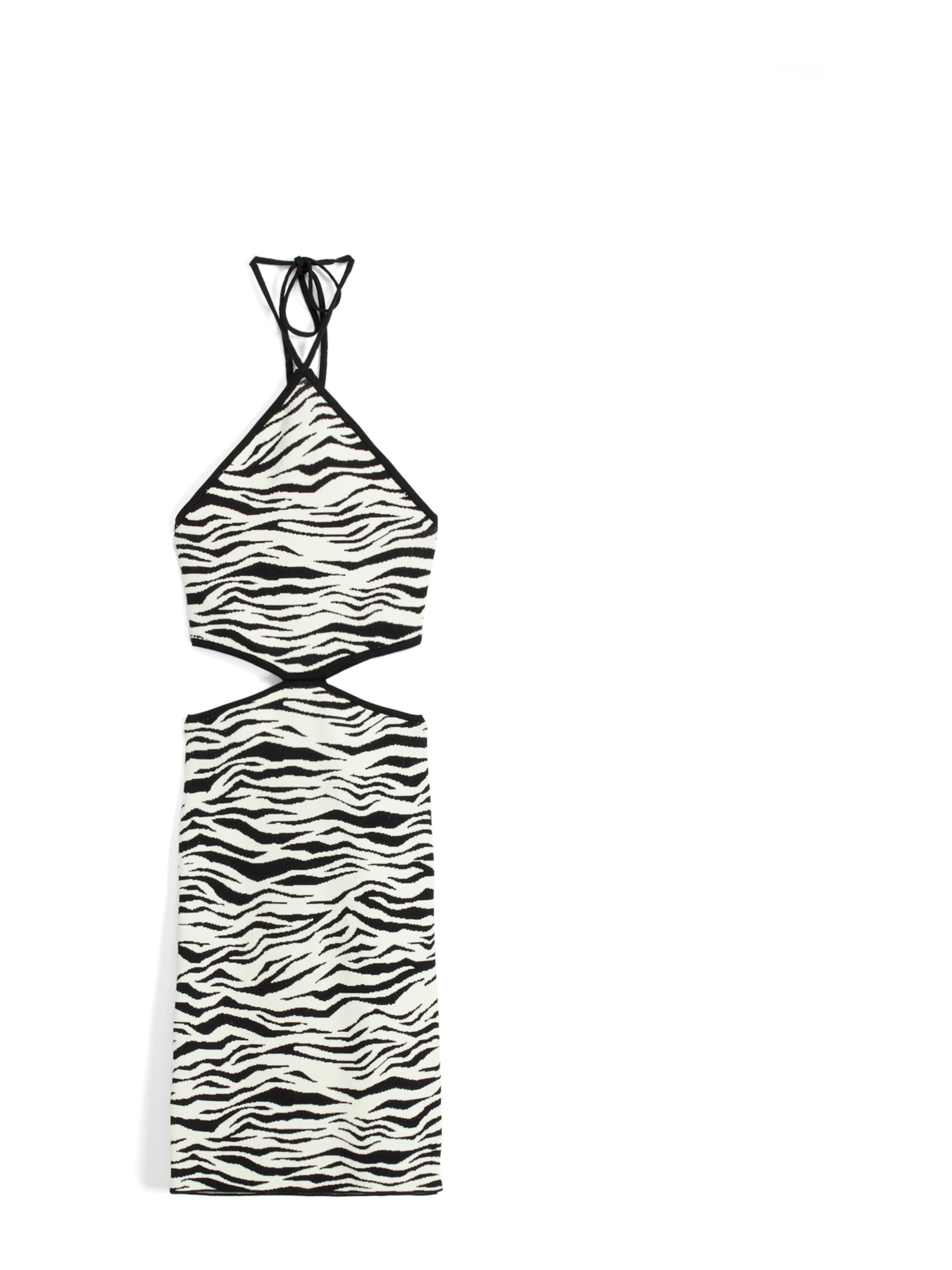 BershkaPletena haljina - bijela boja: prednji dio