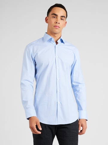 BOSS Black Slim Fit Бизнес риза 'H-HANK' в синьо: отпред