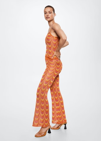 MANGO Flared Broek 'Hawai' in Oranje