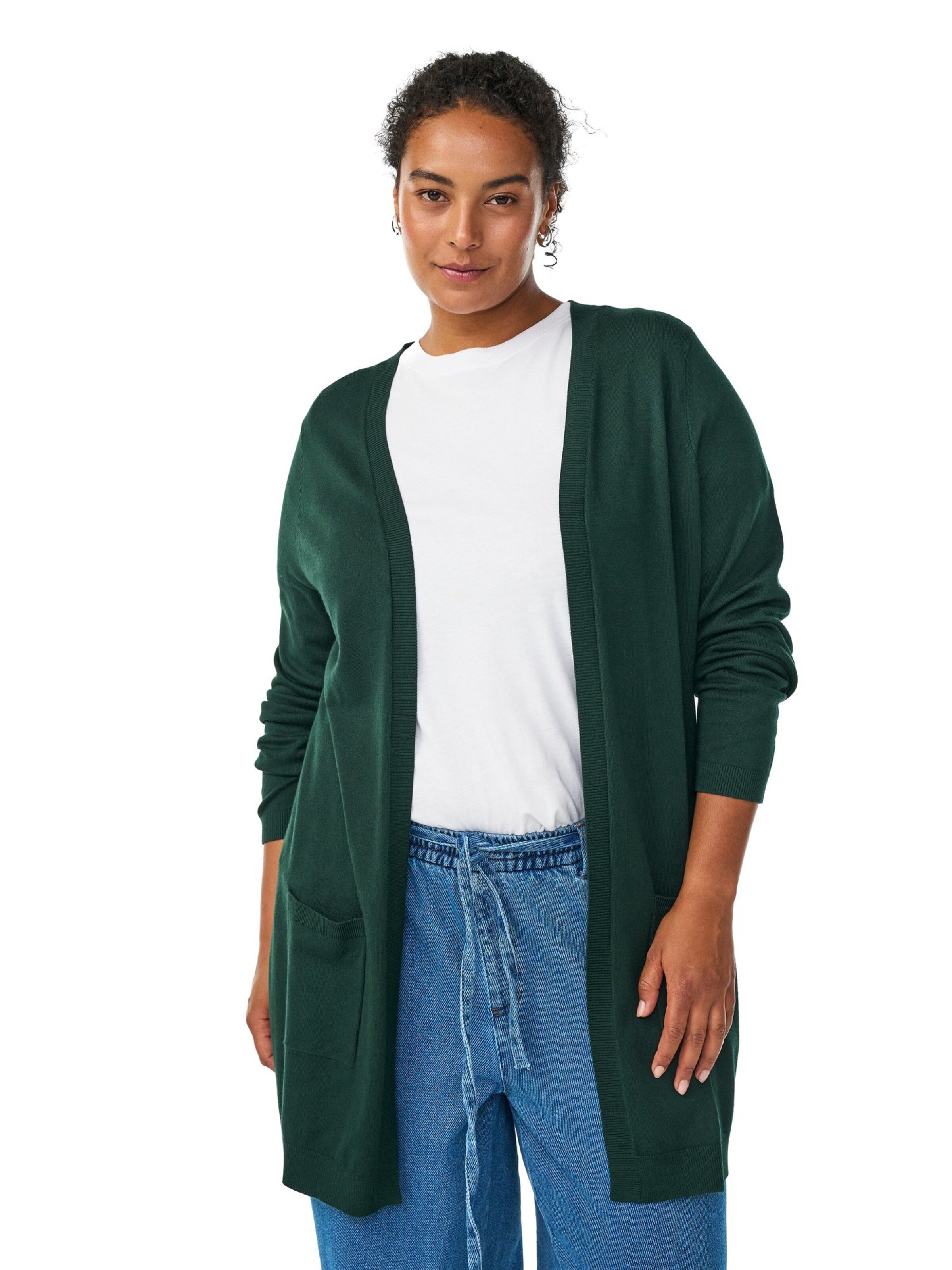 Zizzi Cardigan 'MCARRIE' i grøn: forside