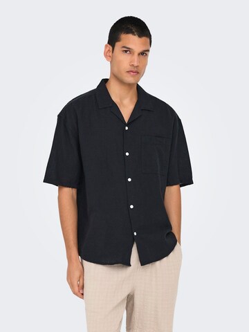 Only & Sons Comfort Fit Skjorta 'ONSCaiden' i svart: framsida