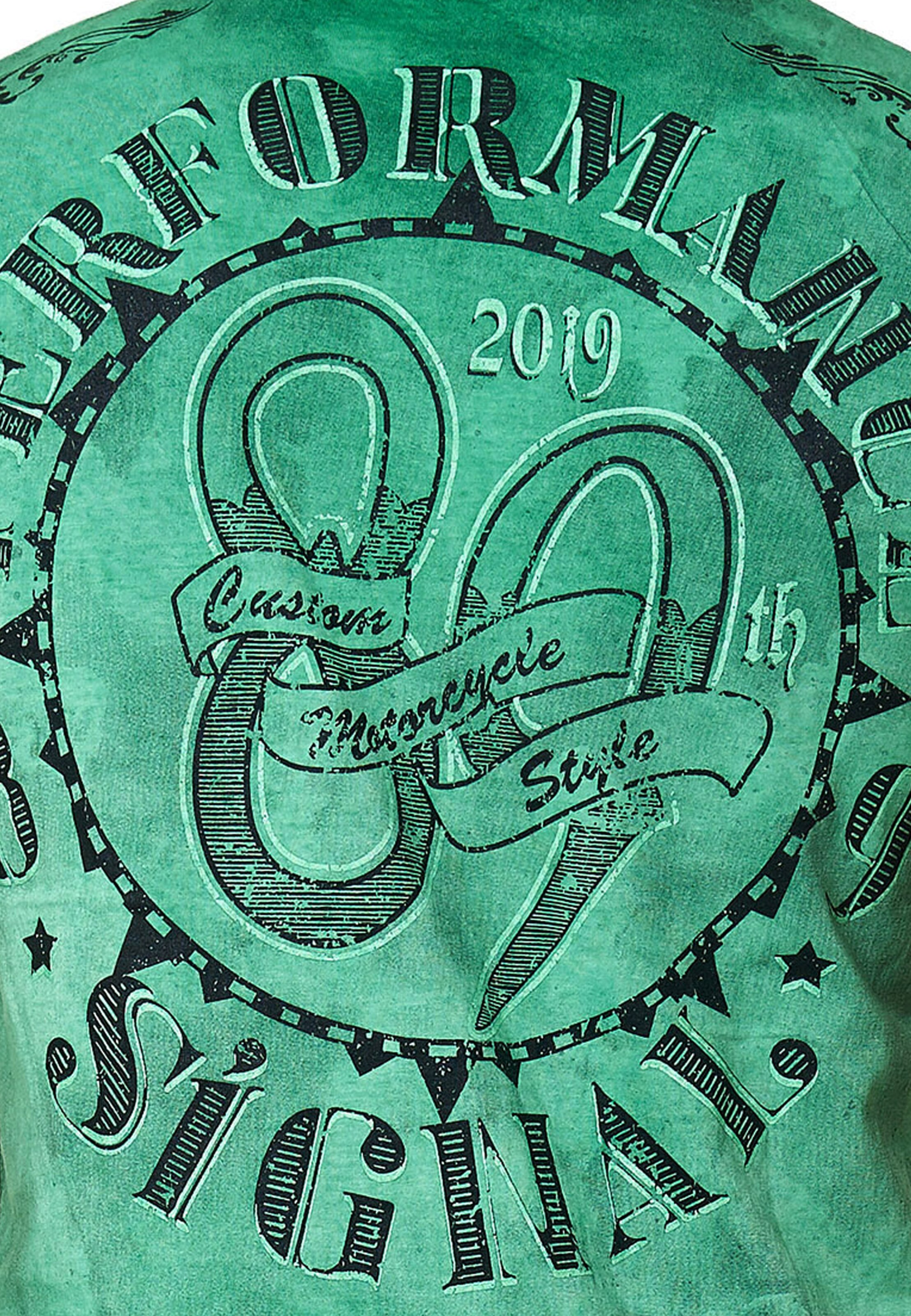 Rusty Neal T-Shirt Totenkopf in Grün