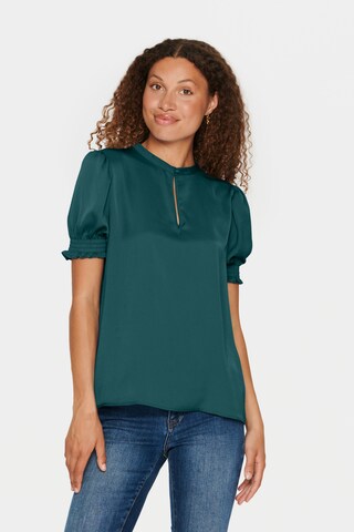 SAINT TROPEZ - Blusa 'Nunni' em azul: frente