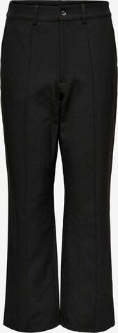 JDY جينز واسع من الأسفل سروايل مثنية مرتبة 'Pen' بلون أسود: الأمام