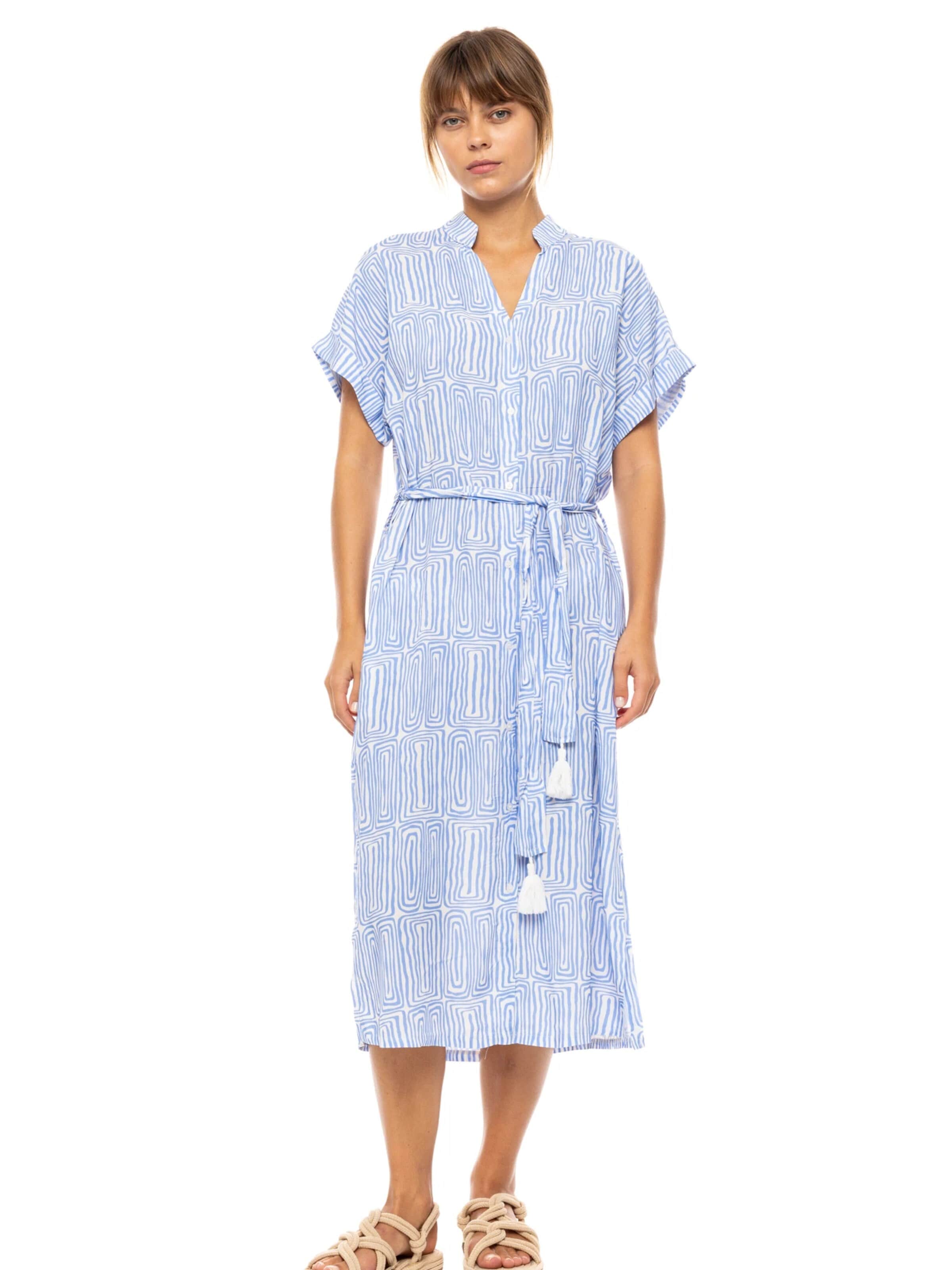 Pink Label Sommerkleid 'BEACHWEAR MIDI ICE BLUE GEO'‌‌‌‌‌‌‌‌ in Blau: Vorderseite