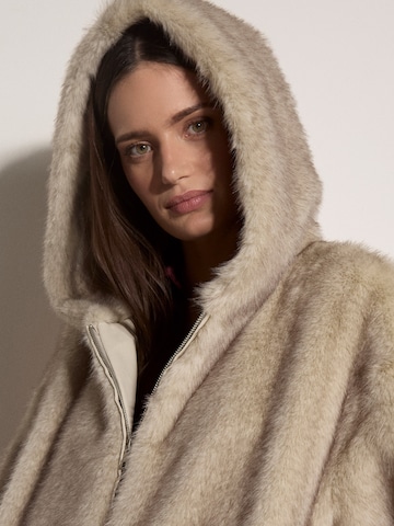 Apricot Soft  Fur Hooded Jacket ' ' in Beige