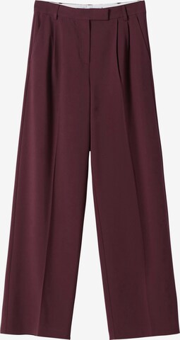 Bershka Wide leg Pleated Pants in Red: front