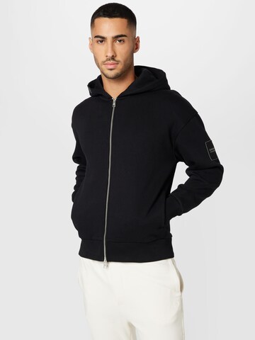 TOM TAILOR DENIM Sweat jacket in Black: front