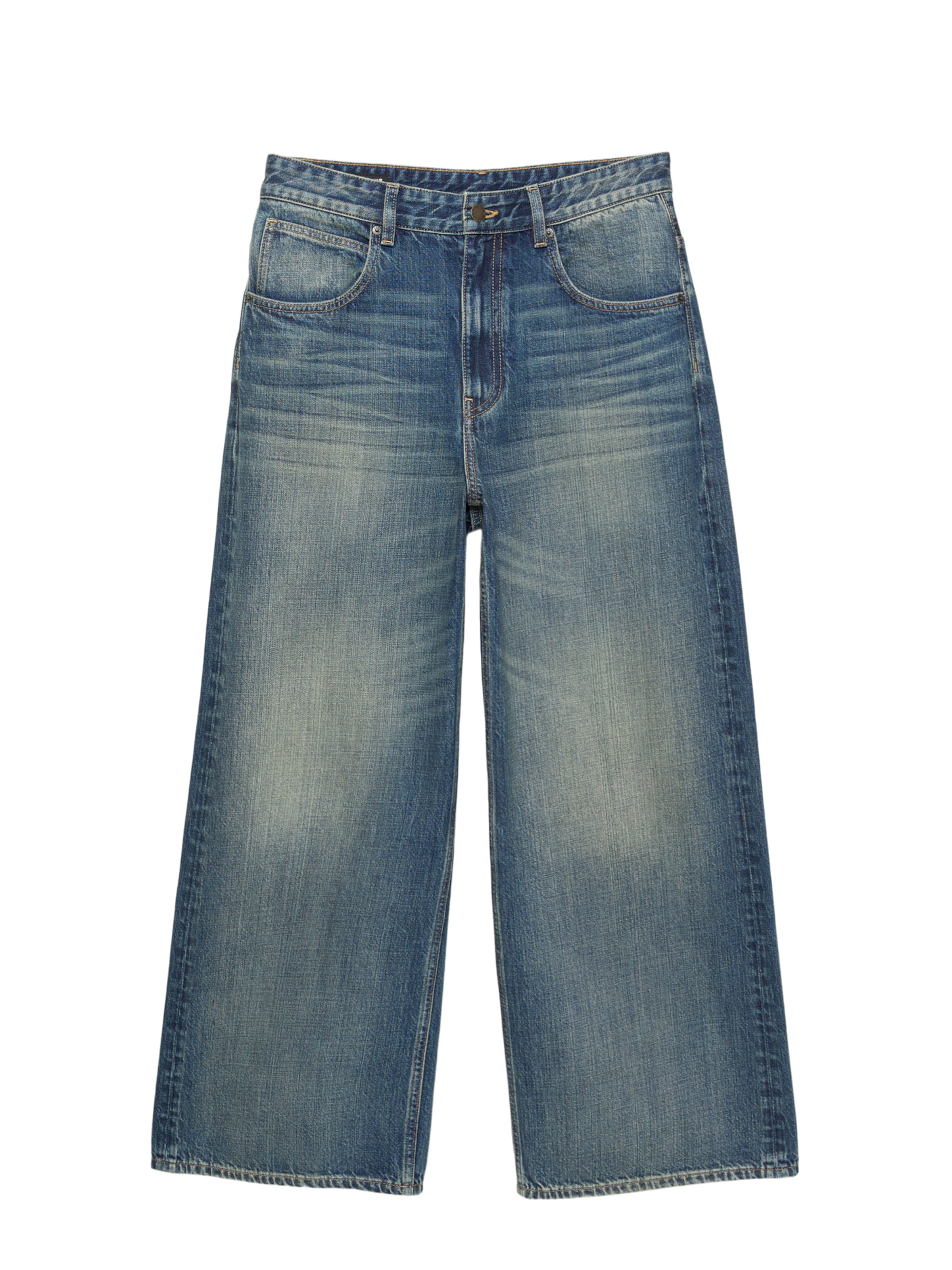 Pull&Bear Wide leg Jeans in Blue: front