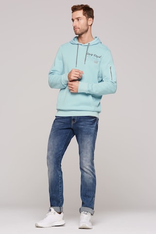 CAMP DAVID Hoodie im Materialmix mit Rücken-Print in Blau