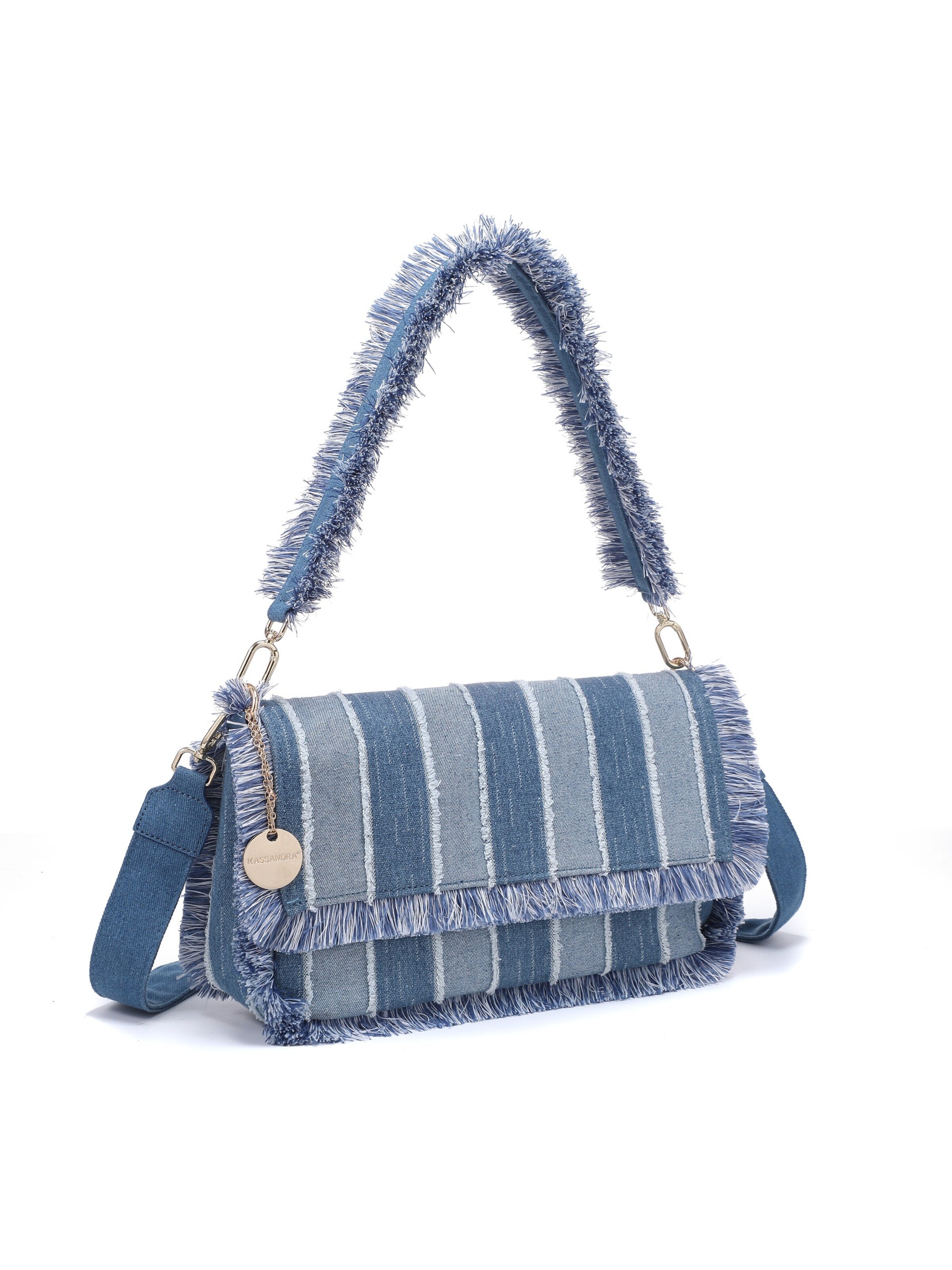 Borsa a tracolla 'Borsa a Tracolla Donna Lysandra Plus Poliestere Righe Verticali' di Kassandra in blu: frontale