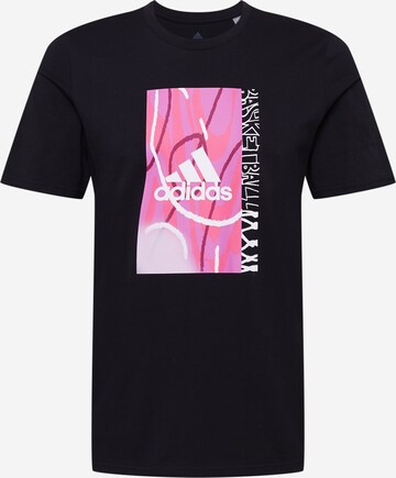 ADIDAS SPORTSWEAR Functioneel shirt 'Bagde of Sport Courts Graphic' in Zwart: voorkant