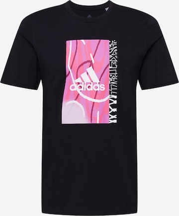 ADIDAS SPORTSWEAR Функционална тениска 'Bagde of Sport Courts Graphic' в черно: отпред