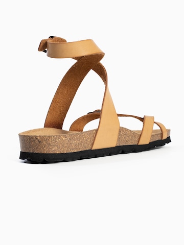 Bayton T-Bar Sandals 'Swan' in Brown