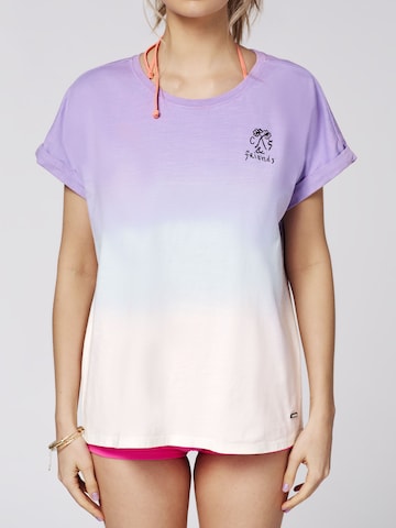 CHIEMSEE Shirt ' im Dip-Dye-Look mit Stickerei ' in Purple