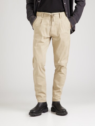 Lindbergh Tapered Pleat-front trousers 'Superflex' in Beige: front