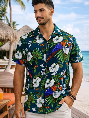 King Kameha Shirt 'Cherryparrot'‌‌‌‌‌‌‌‌‌ in Grün