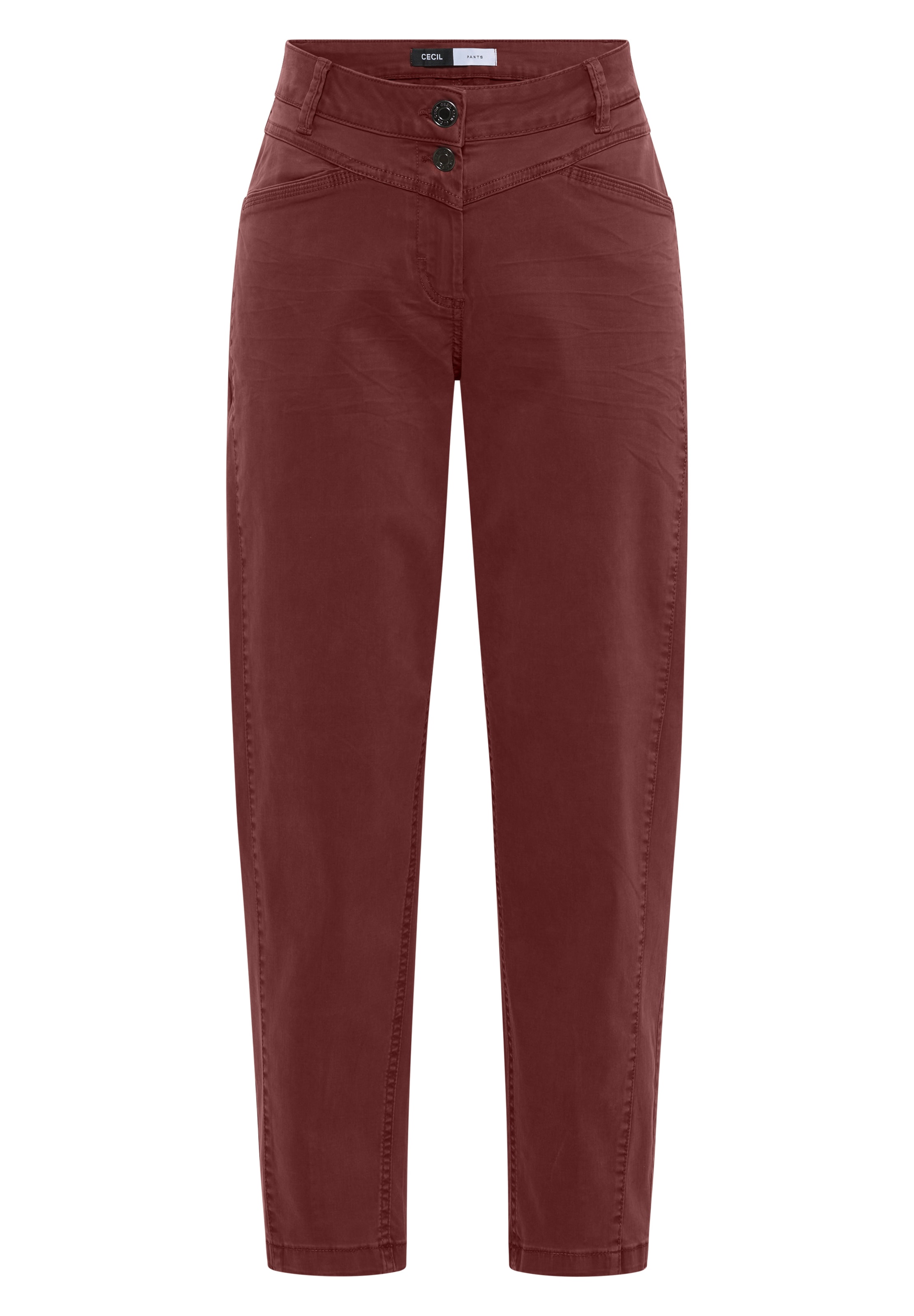 CECIL Mid Waist Barrel Leg Hose im Casual Fit in Rot: Vorderseite