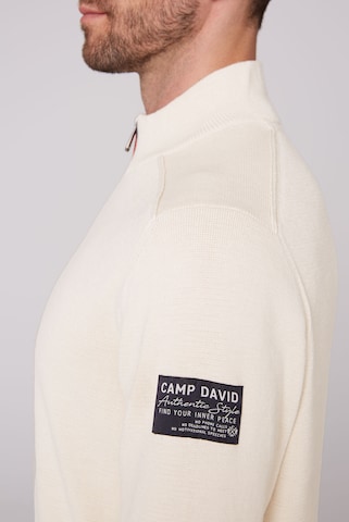 CAMP DAVID Troyer-Pullover mit Zipper-Detail in Beige