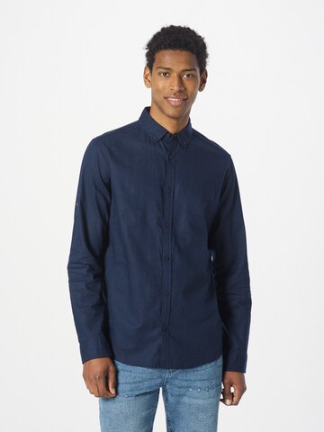 INDICODE JEANS Regular fit Button Up Shirt 'Luan' in Blue: front