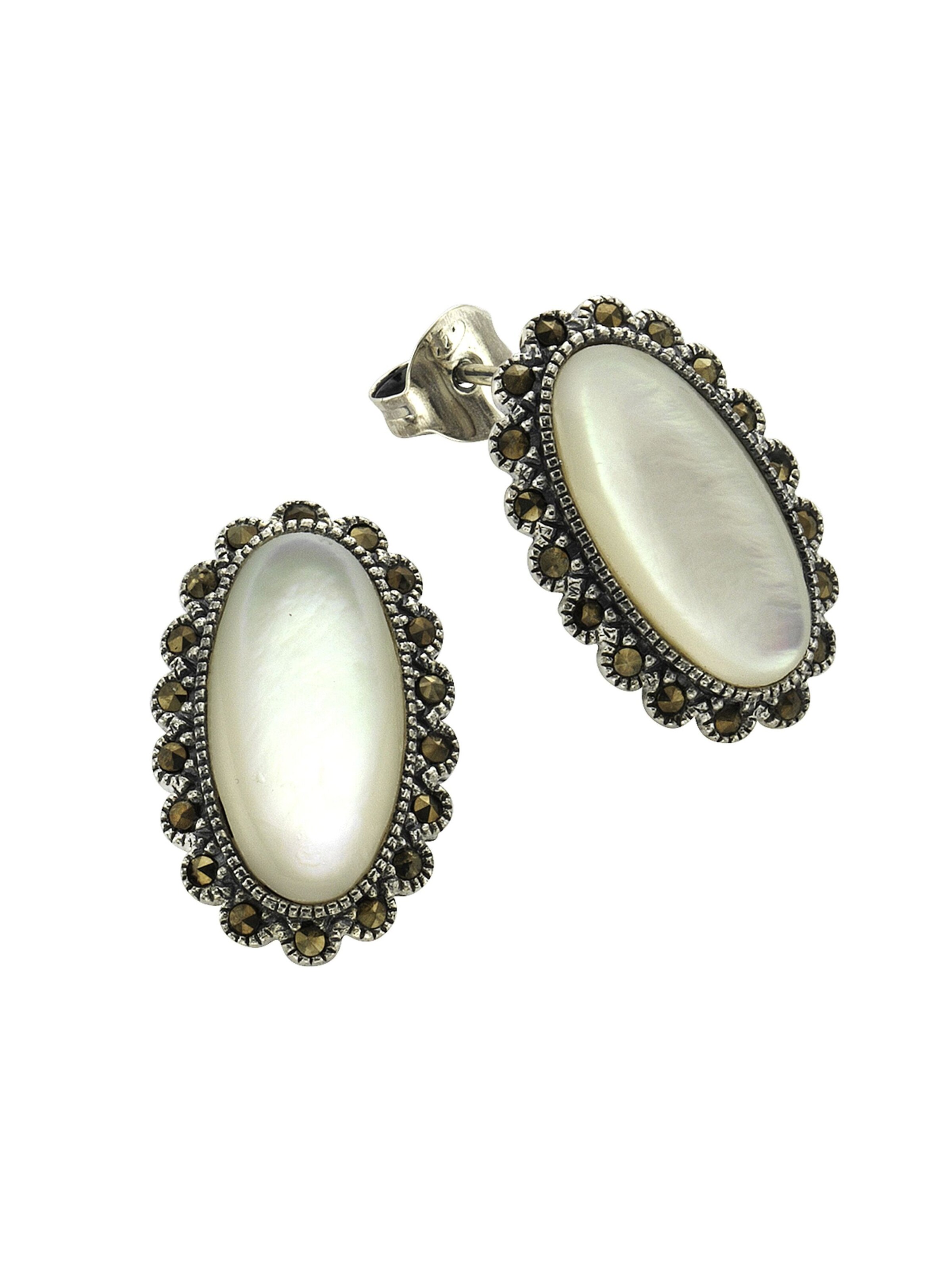 Zeeme Earrings in Silver: front