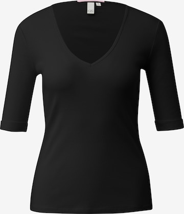 T-shirt QS en noir : devant