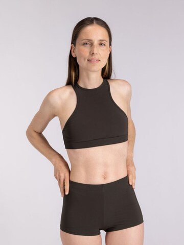 WALLIEN Bikini Top 'Racerfront Tie' in Brown